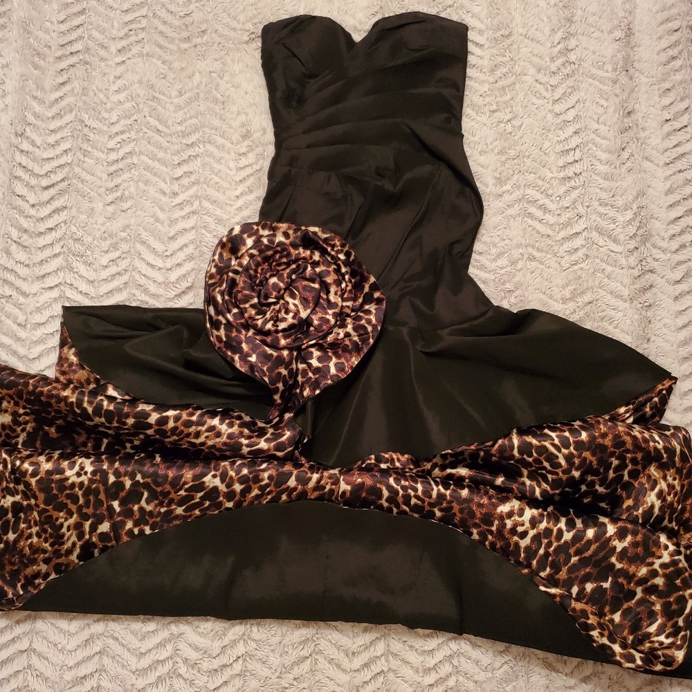 Windsor Black Leopard High Low Dress